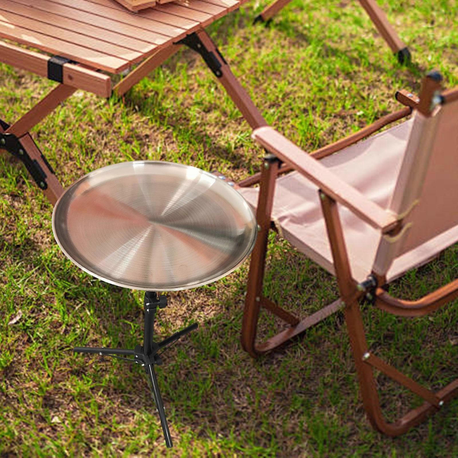 Side Table Folding Camping Height Adjustable 30cm Sturdy Multi Use for Small Space Round