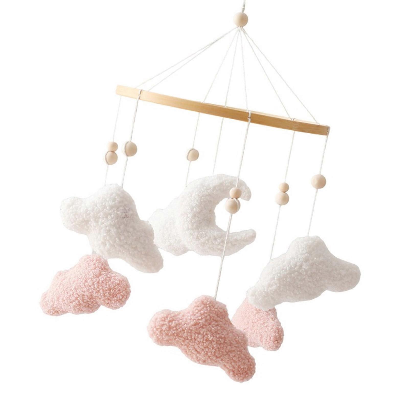 Cute Cloud Moon Shape Infant Stroller Toy For Hand Eye Coordination Soft Touch Safe For Newborns  Pink