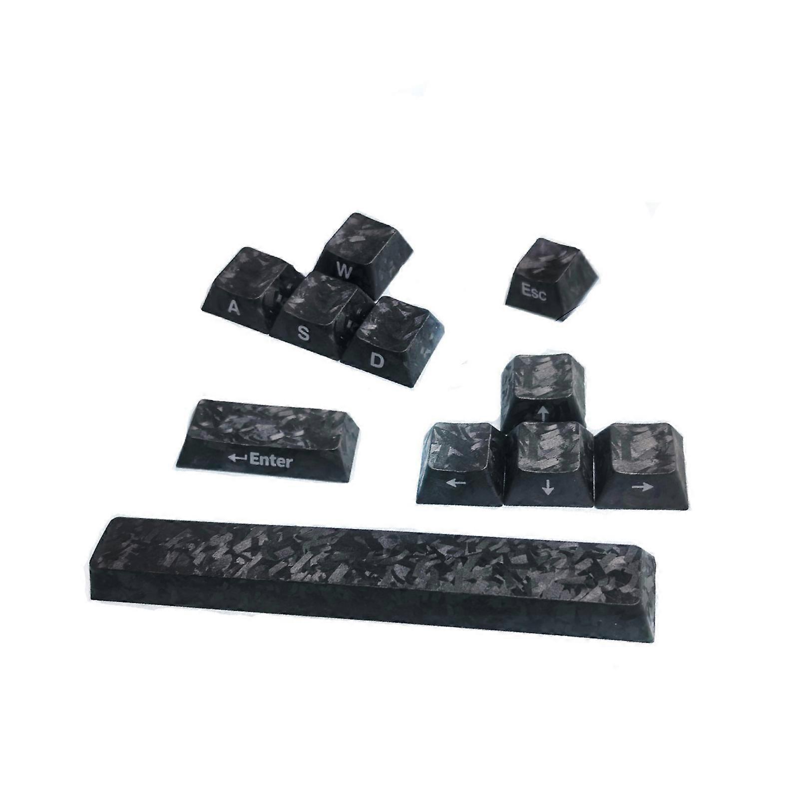 Advanced Carbon Fiber Mechanical Keycaps Smooth Texture Universal Compatibility AntiGrease Coating Quick Swap For Enhances Productivity  Black