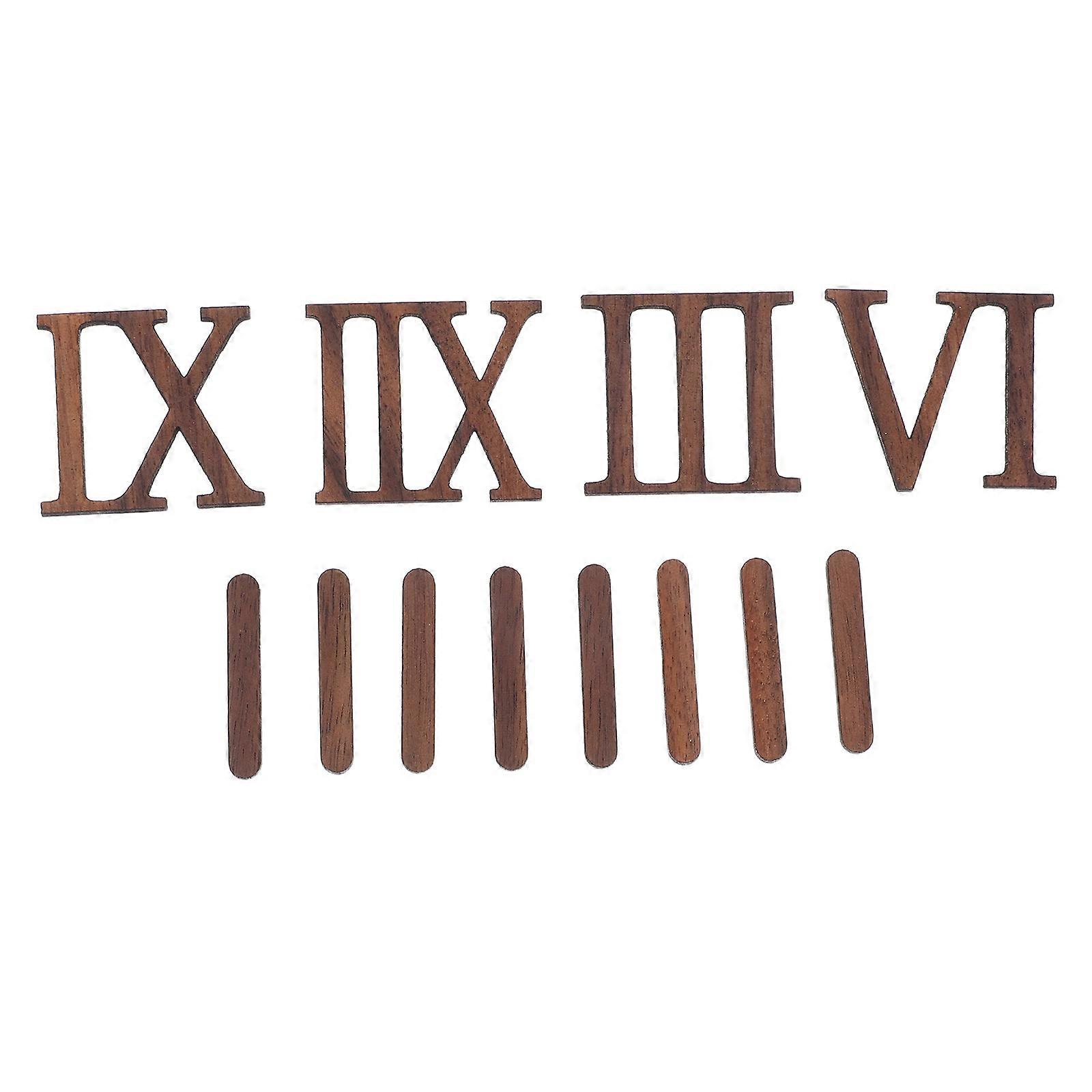 Roman Numerals Clock Wooden Numbers for DIY 12Pcs Stylish Wall Clock Kit