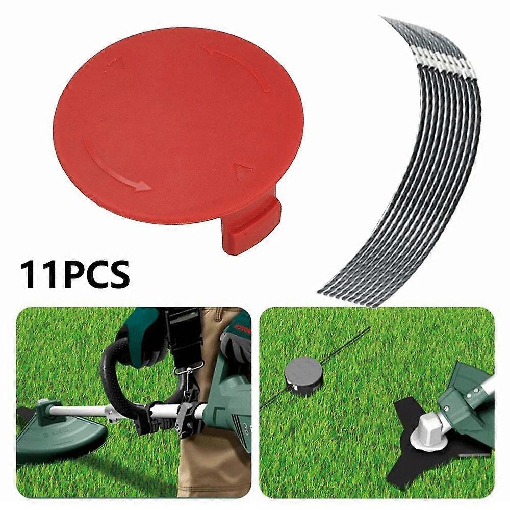 For Bosch AFS 23-37 trimmer 10 stk. trimmetråder for gressklipper + 1 stk. klippehette