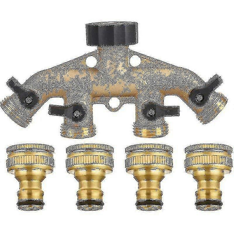 4-Way خرطوم الفاصل النحاس مع صمامات الإغلاق ، والصنبور و 3/4