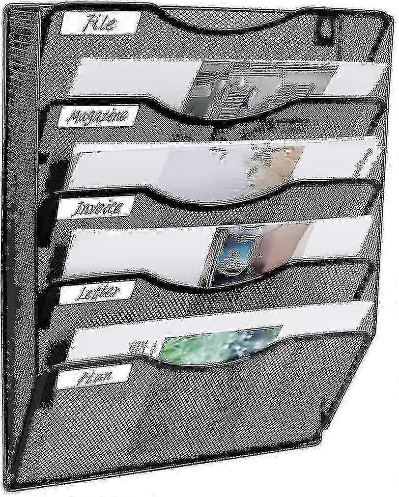 Fong  5 Pockets Mesh Wall File Holder Office Hanging File Folder Magazine Rack Mail Sorter Bin