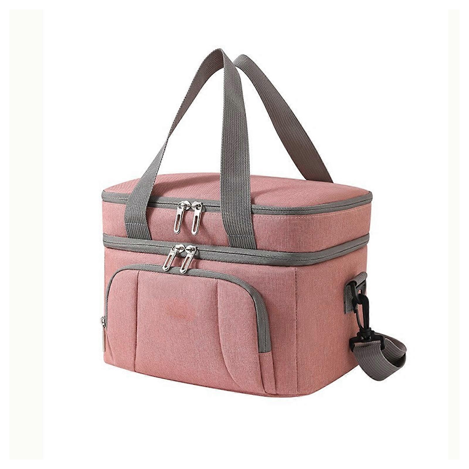 Sturdy Oxfords Insulated Lunch Bag Bag for Picnic Work Travel With Thermal Layer  Pink