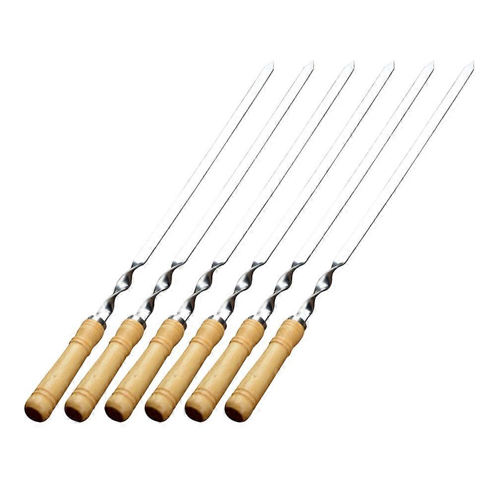Stainless Steel Flat Skewer 6Pcs Assorted Color with Wide Flat Design for Barbecue Use