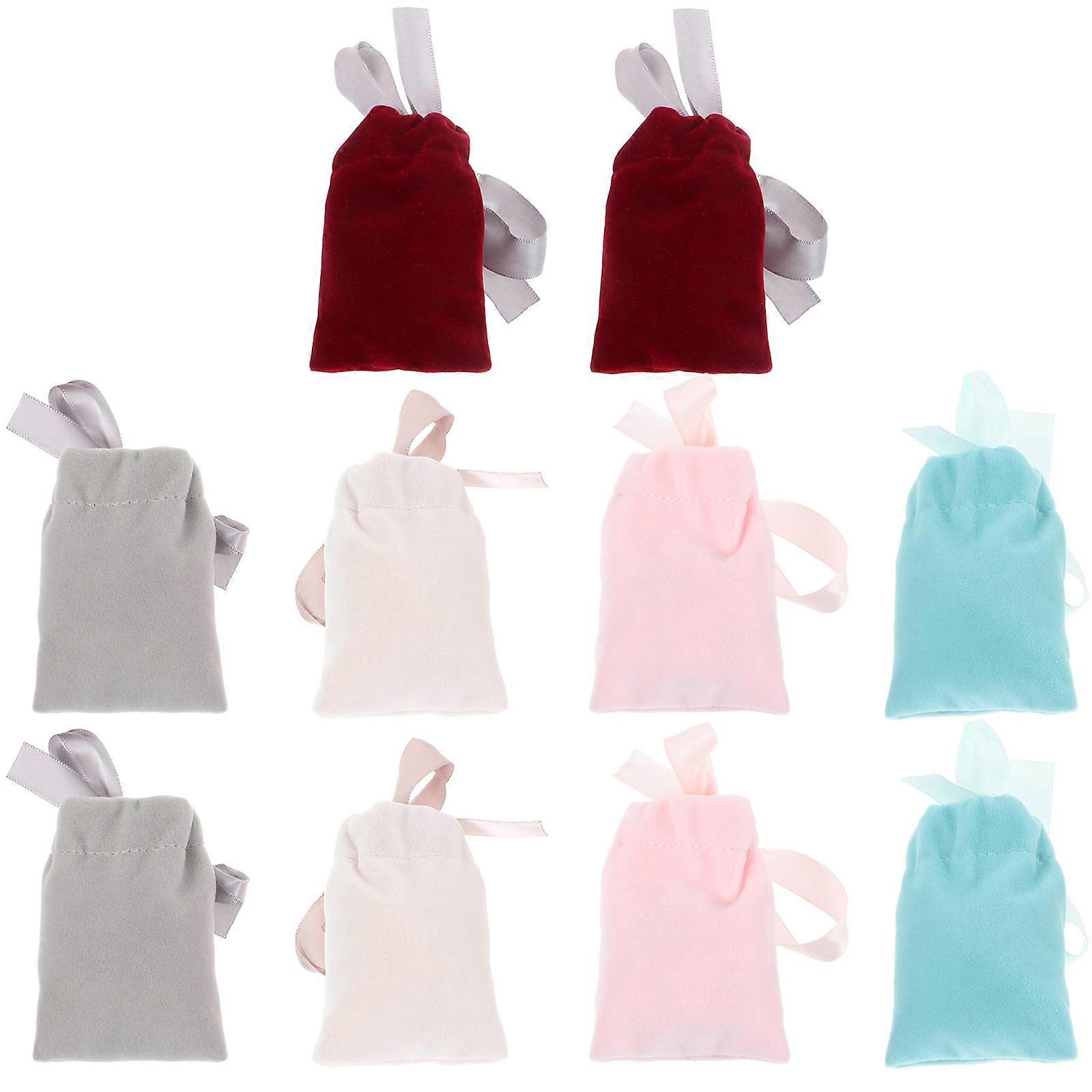 Simple Gift Packaging Bags Plush Drawstring Bags for Storage 10Pcs