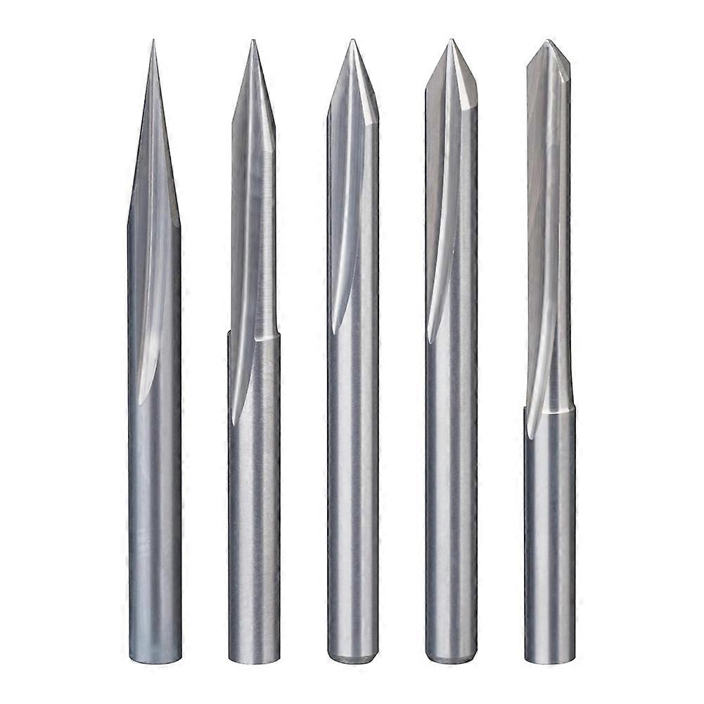5pcs V-Type Router 20-90 Degree Engraving Drill Bits 1/8 Shank 2 Flutes 0.1mm Pointed Engraving Tool Drill for Acrylic