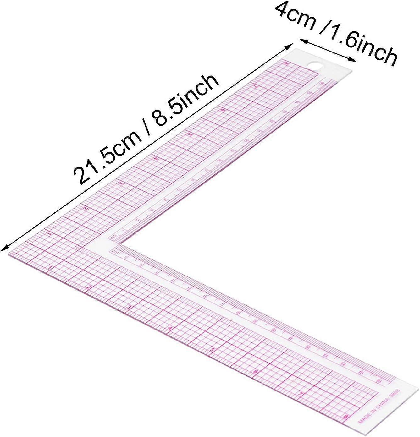 Plastic LShaped Sewing Ruler 90 Degree Measuring Tool for Tailoring and Craft Projects Red White