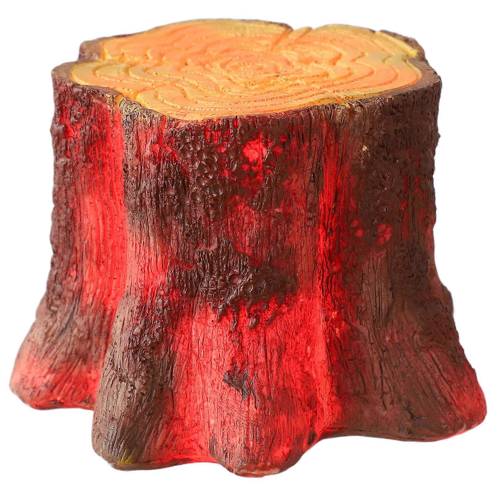 Resin LED Flame Lamp Tree Stump Night Light for Tabletop Use 1.5W