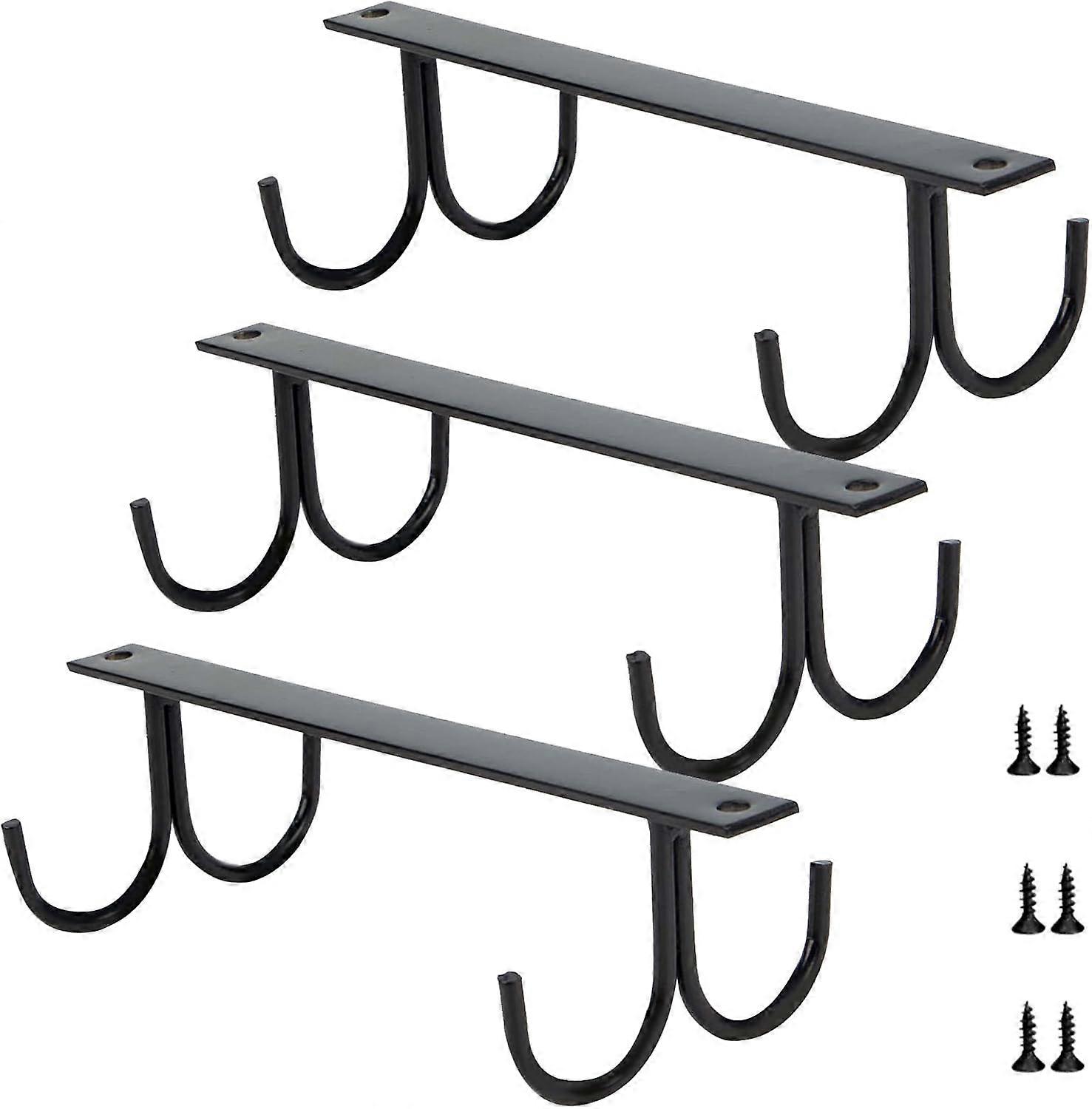 This 3-piece under-cabinet mug rack features 12 hooks and can be used to store mugs, coffee cups, and kitchen utensils.