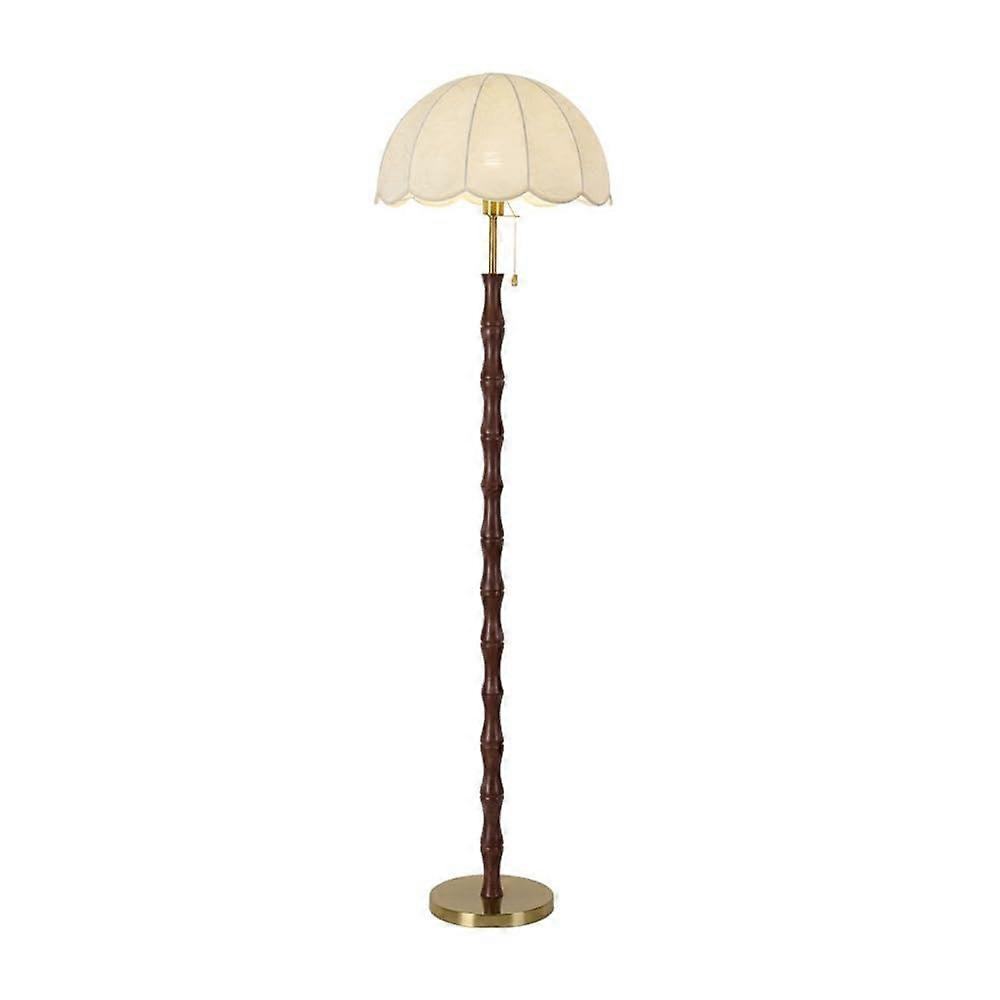 Vintage Floor Lamp with Fabric Shade and Builtin Table, 3 Color Temperature Modes, Stable Base