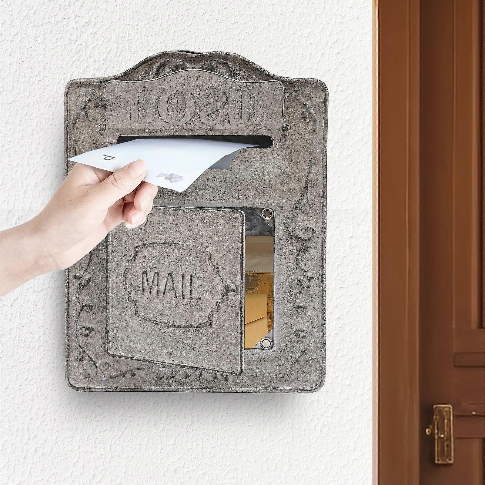 Rustic Wall-Mounted Mailbox Large Capacity Weather-Resistant Easy Install for Home Decor