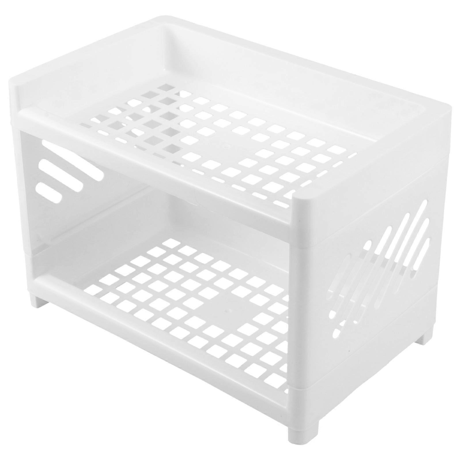 White Double-Layer Desktop Storage Rack for Home Use 3Pcs Foldable Organizer