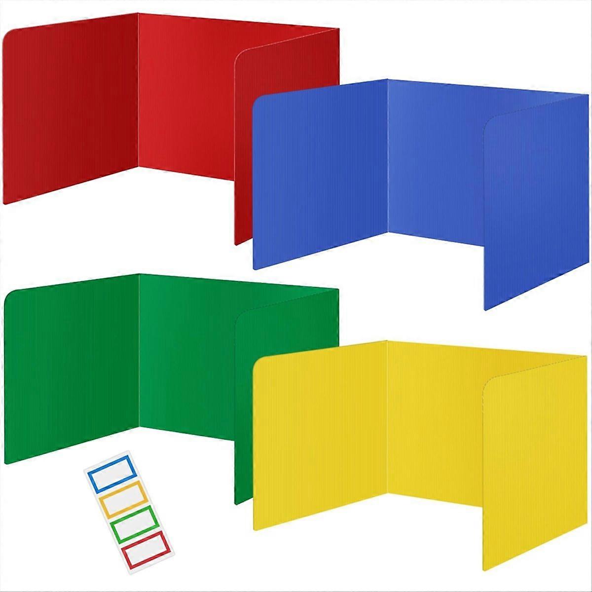 4 Pack Colorful Privacy Floders for Student Desks - Plastic Erasable