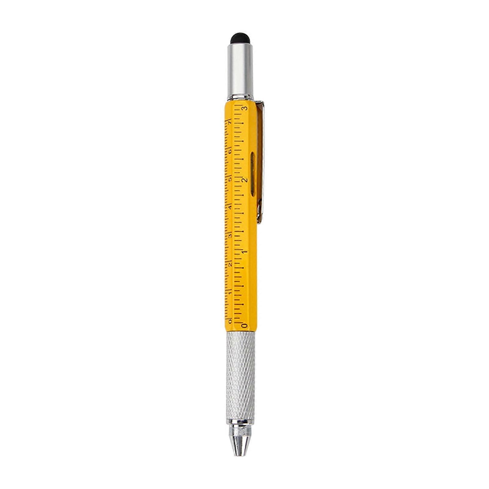 lulshou Multi-function Tool Pen One Screwdriver Level Meter Scale Capacitive Pen 6-in-1 Metal Ballpoint Pen 1ml