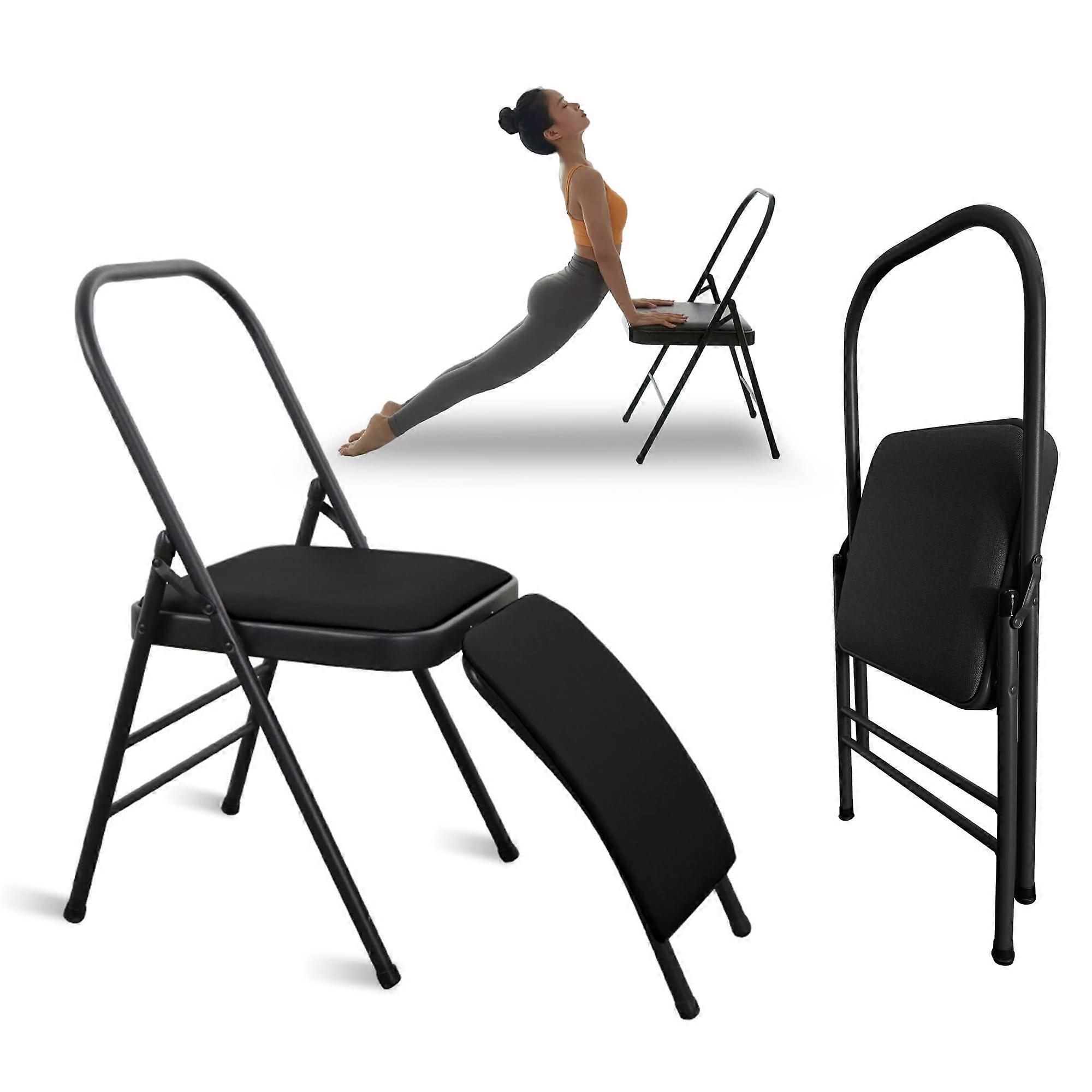 Folding Yoga Chair with Lumbar Support for Enhanced Back Comfort and Flexibility Training