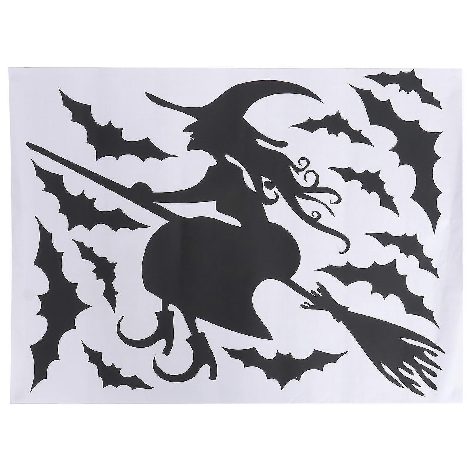 Halloween Wizard Decorative Wall Sticker Moon Shape Removable Adhesive Technology 1Pcs