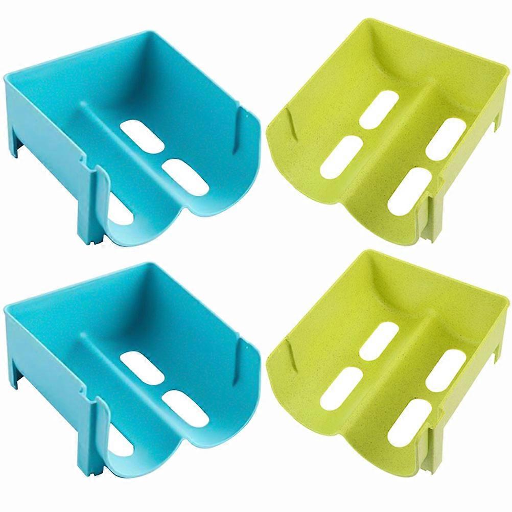 Refrigerator Fridge Organizer 4Pcs Stackable Drink Racks For Kitchen Organization With Green PP Material