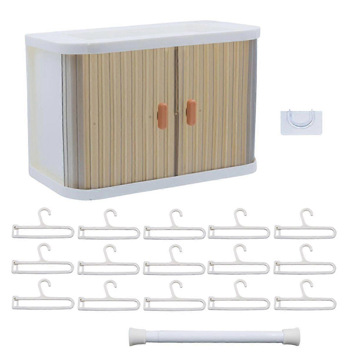 Foldable Doll Wardrobe Closet Storage Box for Clothes with 15 Hangers & Rod - Stackable Organizer C