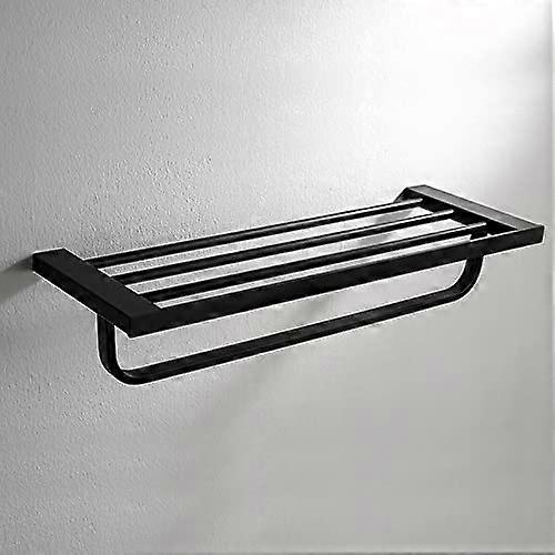 Matte Black Foldable Bathroom Towel Rack 60cm Wall Mounted Towel Holder for SpaceSaving Storage