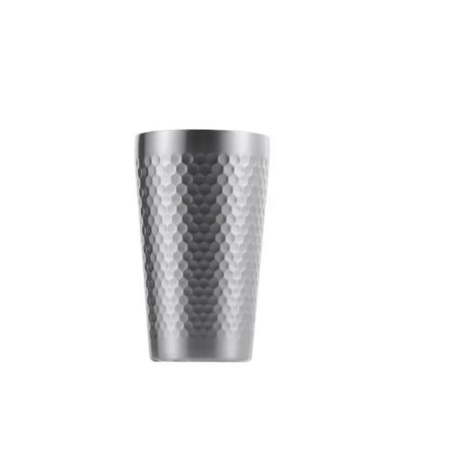 Stainless Steel Cup with Double Wall Insulation, Hammered Finish, Stackable 550ml Silver