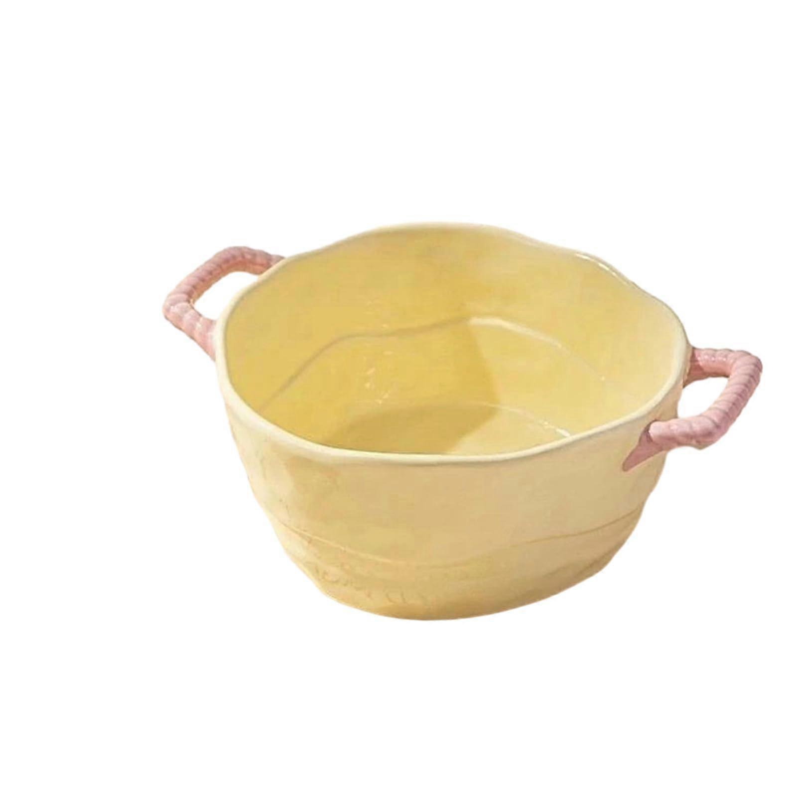 Ceramic Soup Bowl Milk Yellow Underglaze Dinnerware Microwave Dishwasher Safe Scratch Resistant