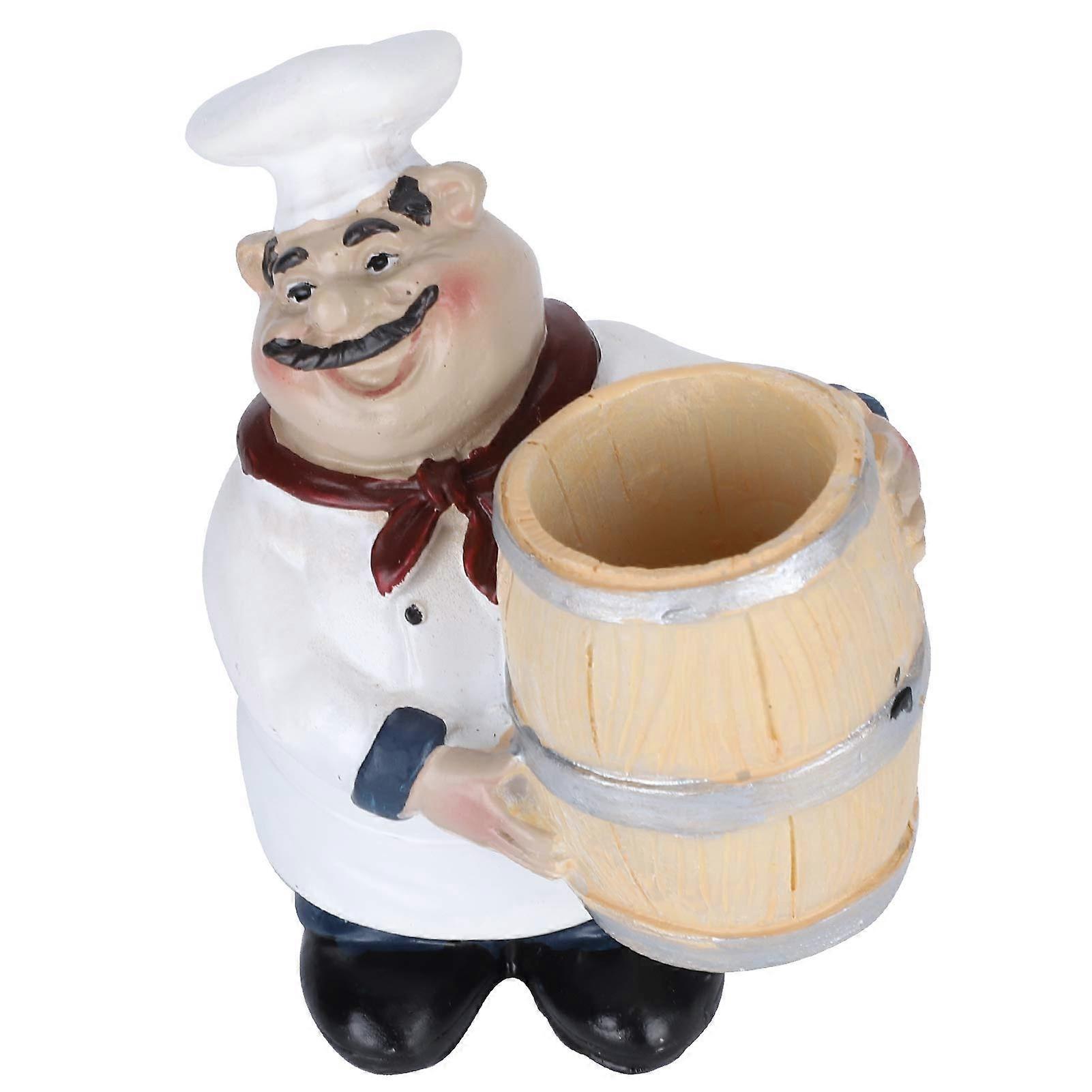 Chef Statue Toothpick Holder Kitchen Decor Resin Chef Figurine for Restaurant Counter Display