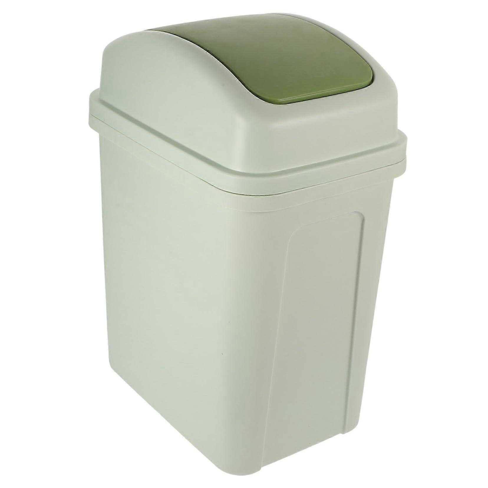 Large Capacity Plastic Swing Lid Trash Can with Lid for Kitchen Bathroom Space Saving Waste Bin