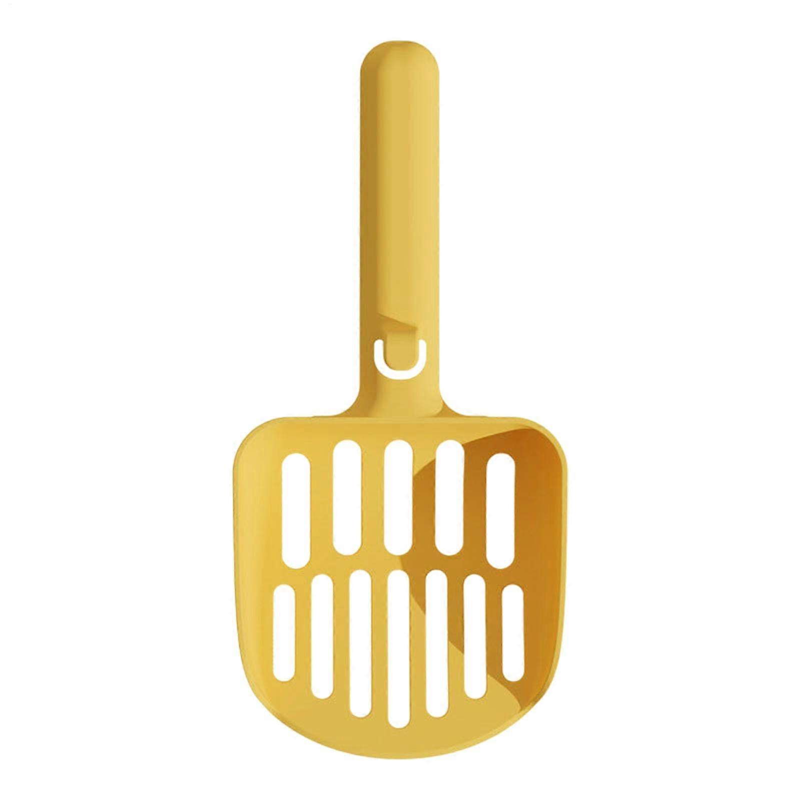 Large Fine Grid Cat Litter Scoop with DoubleFilter, Ergonomic Grip and BoxHugging Edge, Yellow