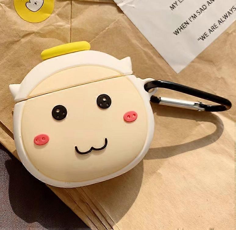 For Apple AirPods 1/2 Generation Universal Angel Devil Bluetooth Headphone Protective Case(Creamy White)