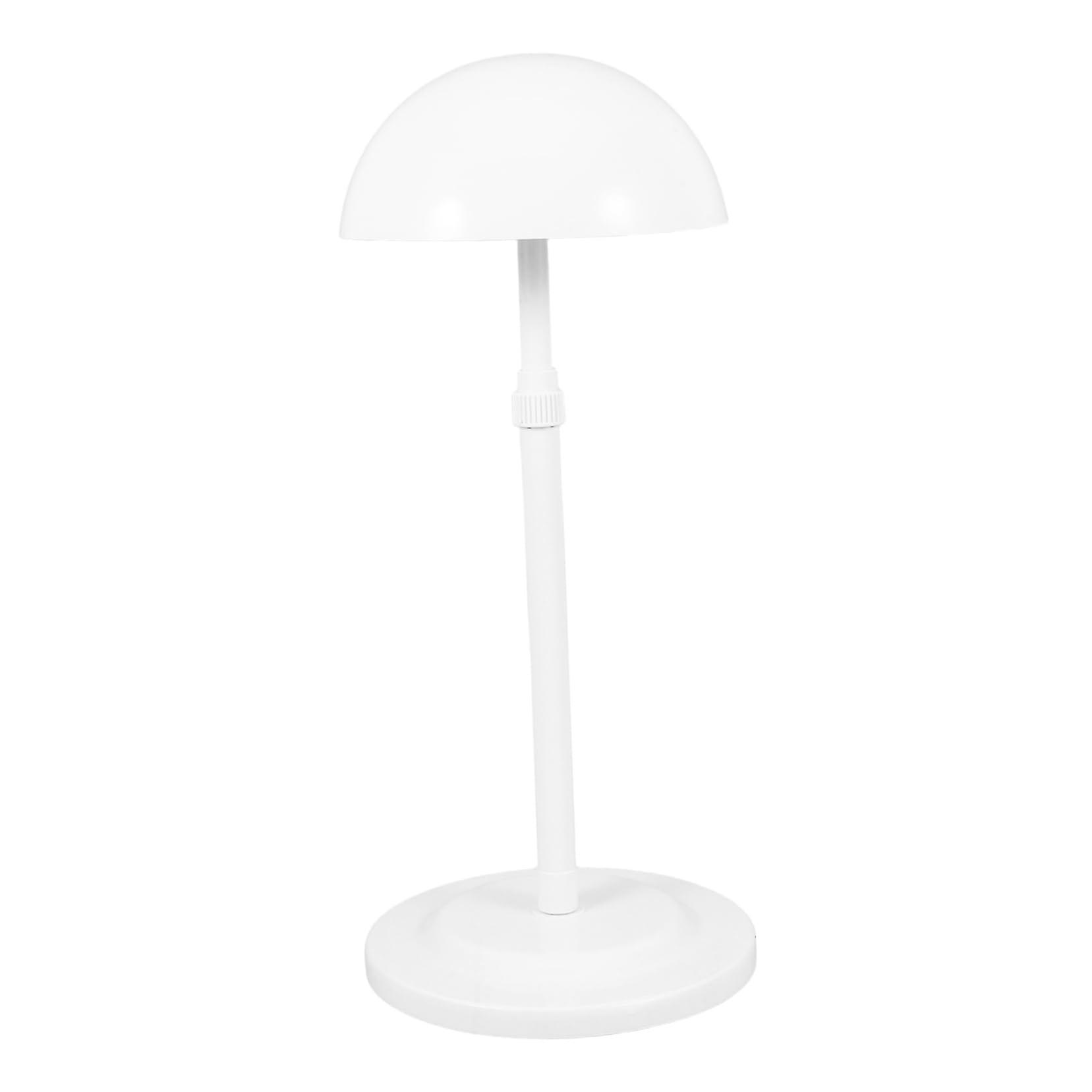 Adjustable White Hat Display Stand for Retail Stores with Foldable Telescopic Wig Holder