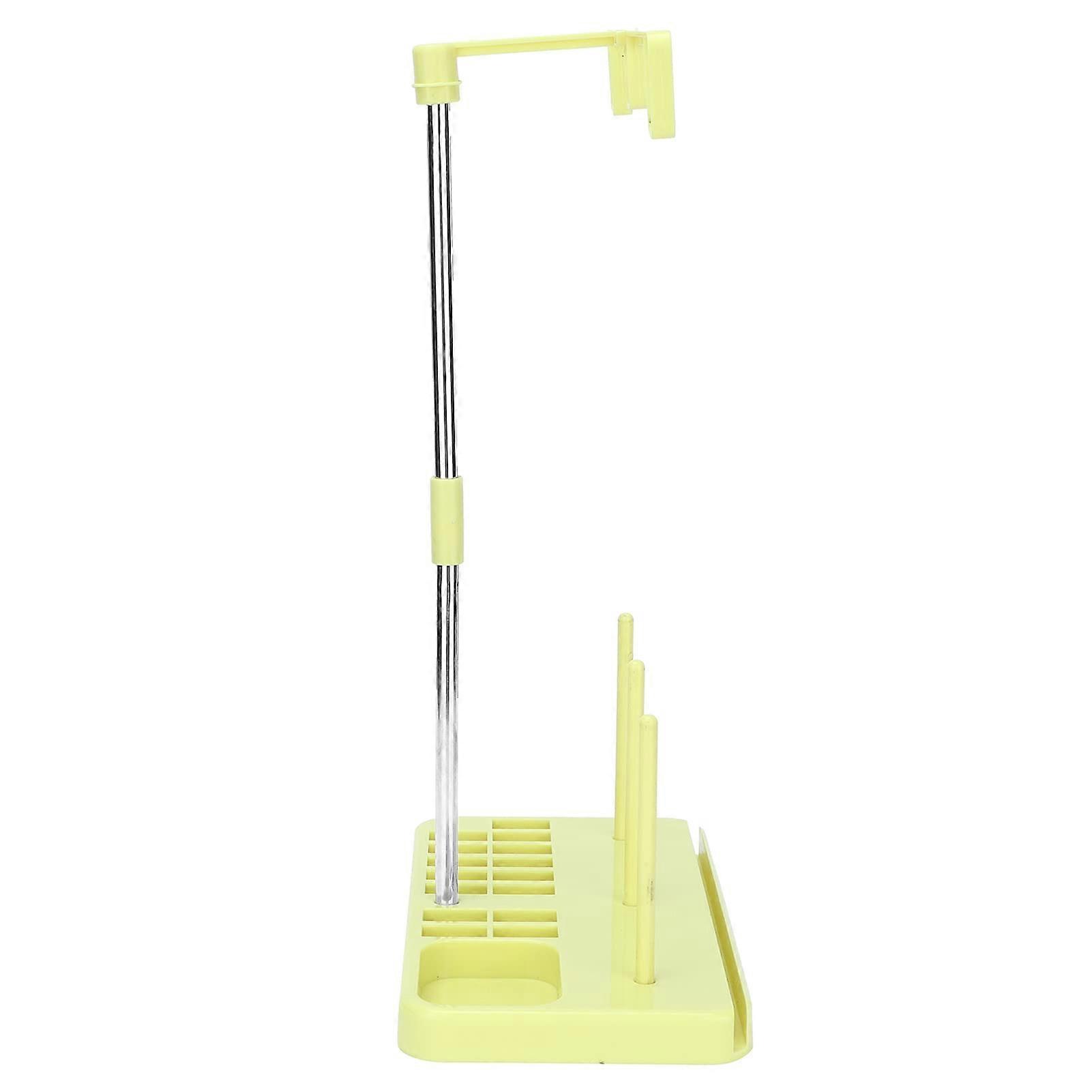 3 Spool Thread Holder Stand for Sewing Machine, Yellow Embroidery Rack with Storage and NonSlip Base