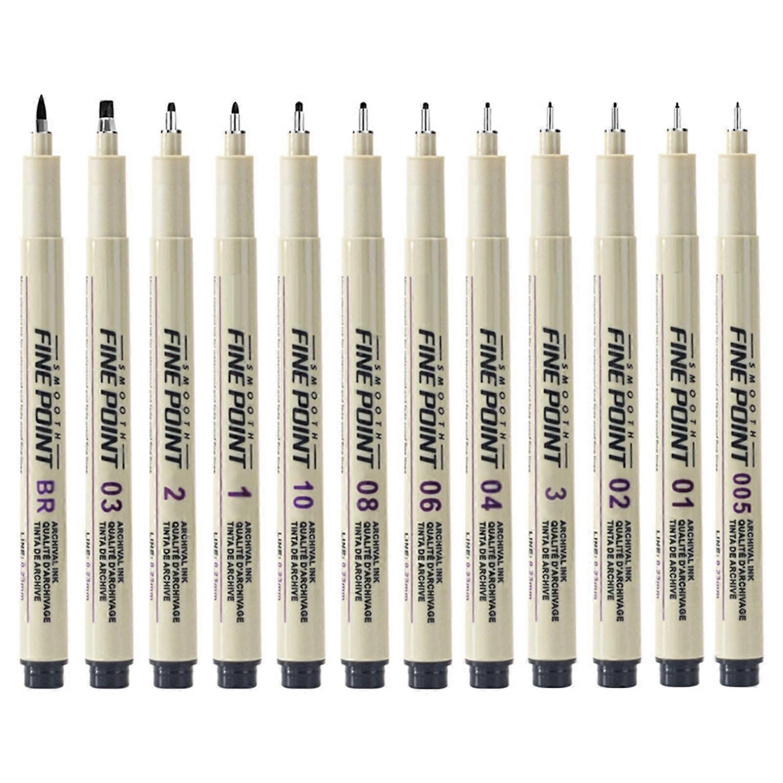 Fine Point Drawing Pens with Waterproof QuickDry Ink, Precision Tips and Comfortable Grip for Artists