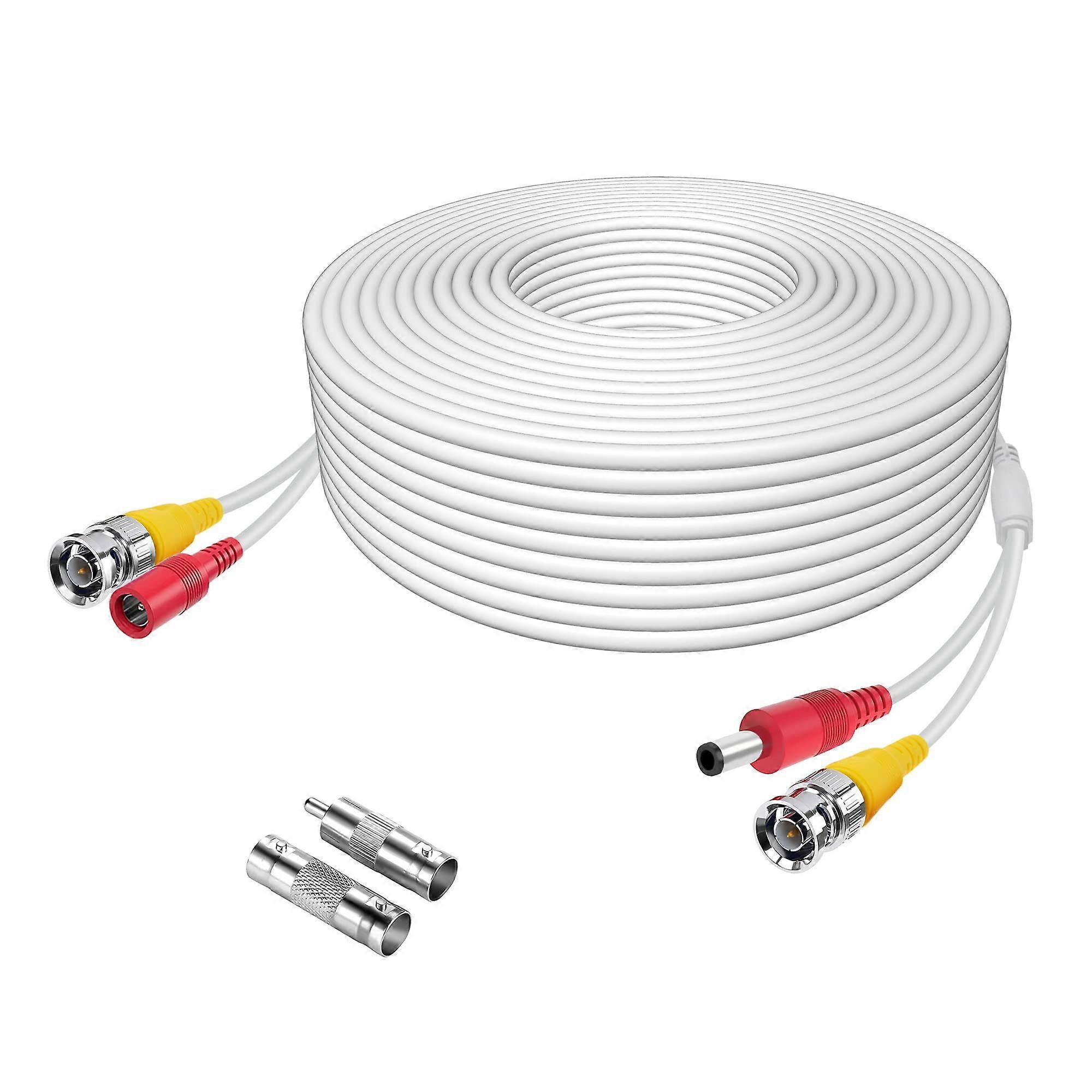 150ft White BNC CCTV Cable for Analog Security Camera System with Reliable Connection