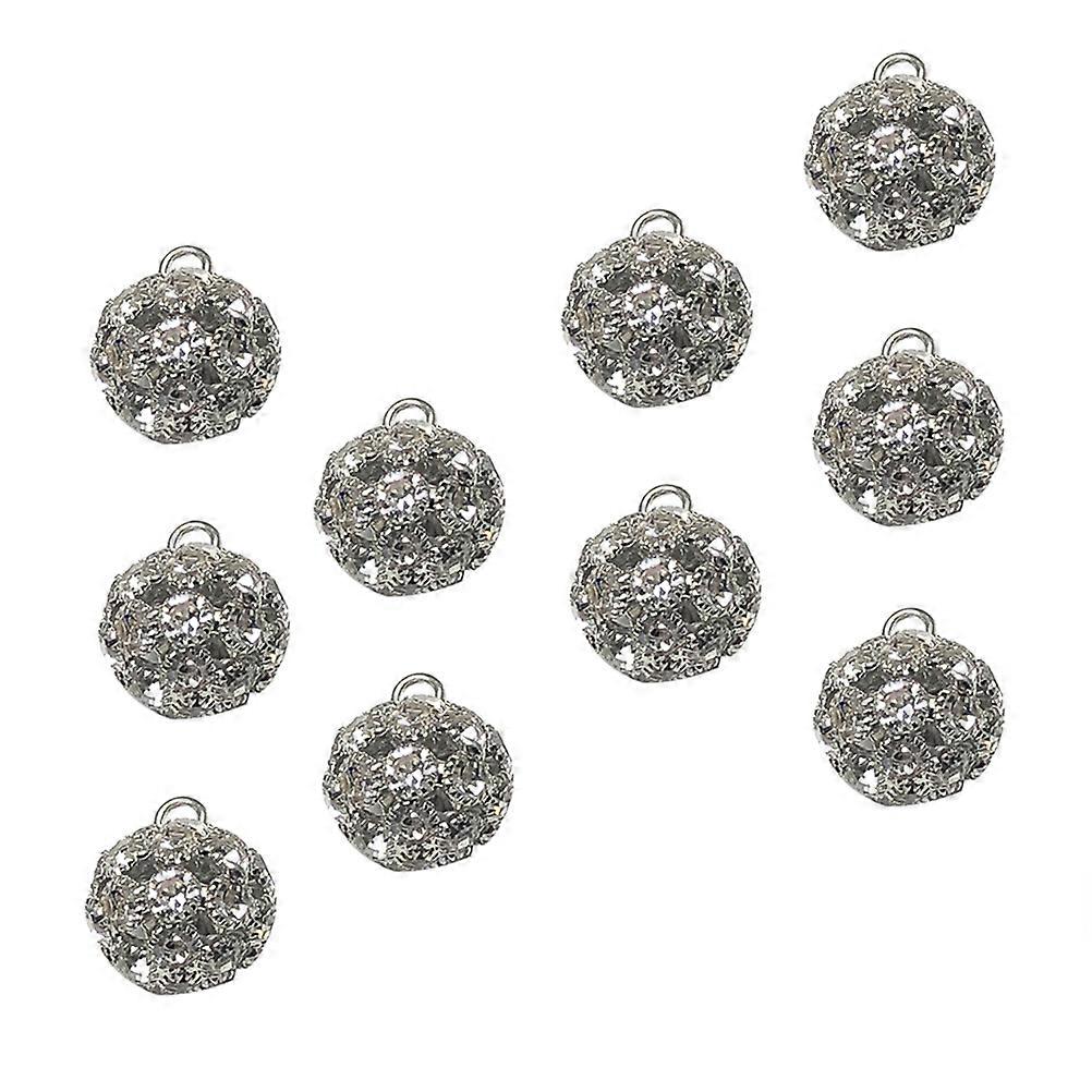 Brass Ball-Shaped Button Clothing Buttons for Decoration Silver 10Pcs Set
