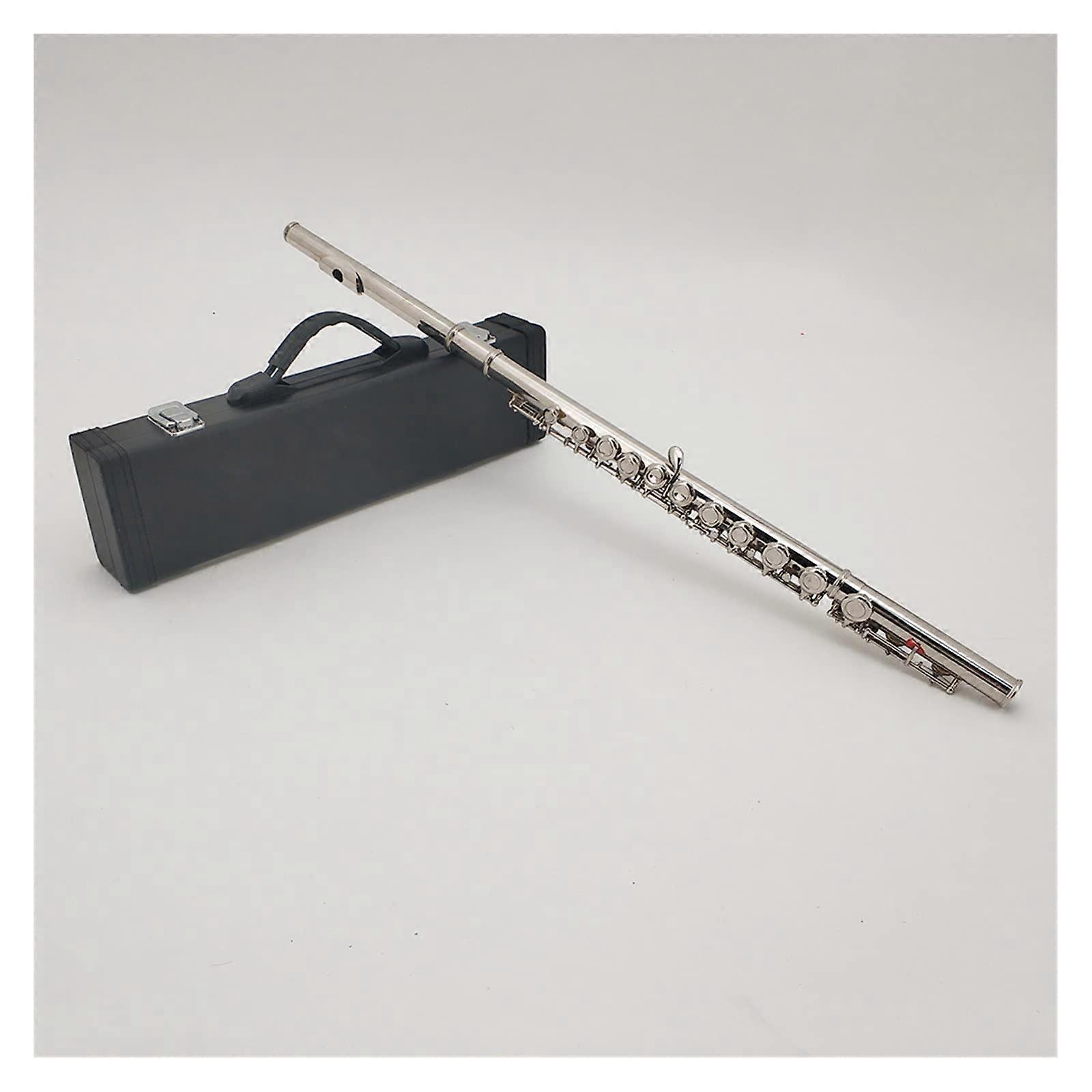 Beginner Flute 16 Hole C Key with E Key Silver Plated White Copper for Student Practice