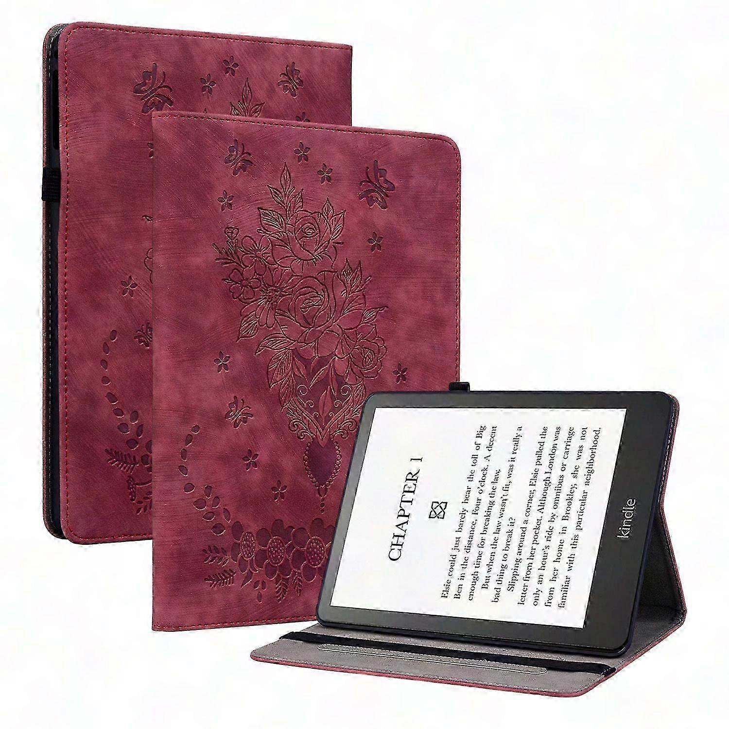 Rose Flower E-Reader Case with Card Holder for 7" Devices, Soft Leather Cover-Compatible with Multiple Models