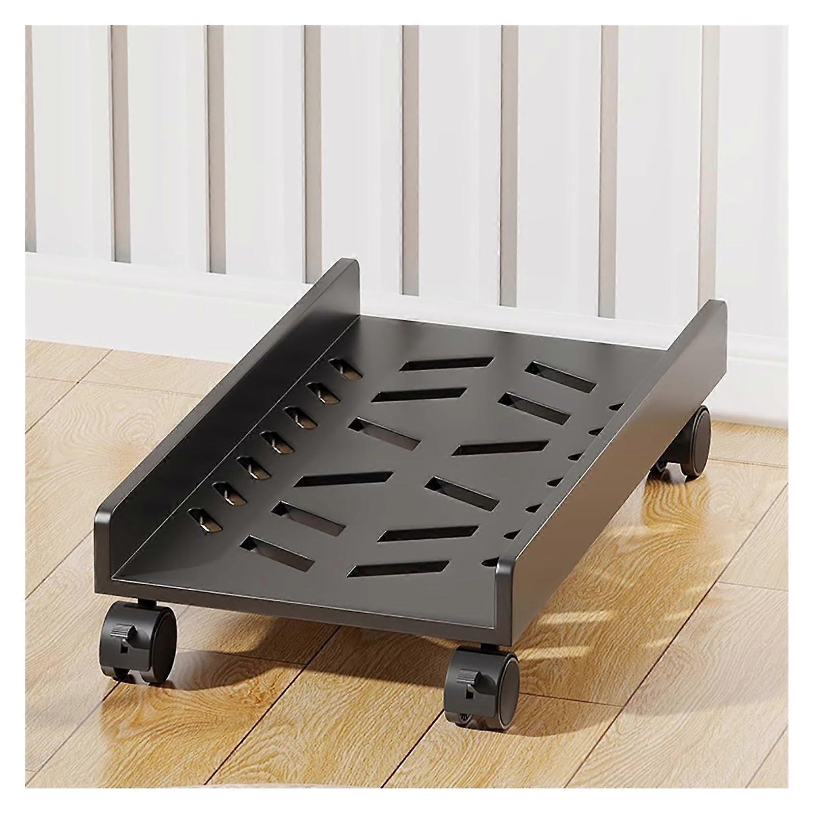 White Adjustable PC Tower Stand with Wheels, SpaceSaving Computer Tower Floor Holder