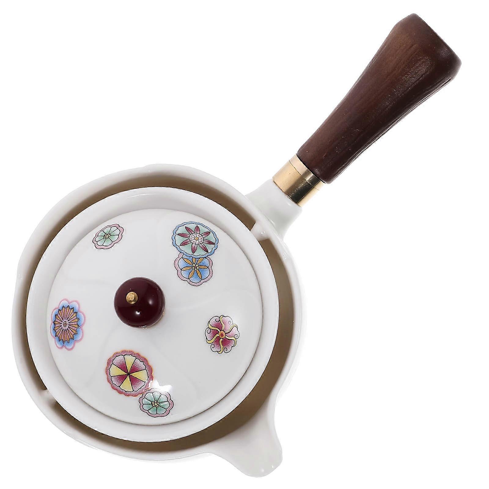Ceramic Tea Pot Portable for 360 Rotation Side Handle