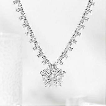 New fashion zircon necklace bridal wedding pendant jewelry light luxury versatile clavicle silver