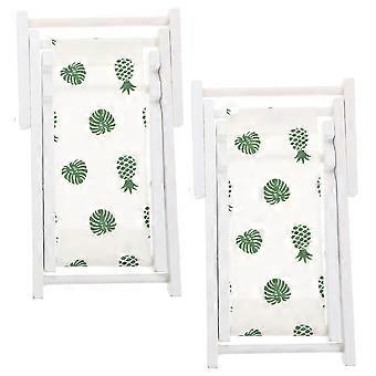 Conjunto de 8 Mini Cadeiras de Praia Dobráveis ​​Verdes para Decoração