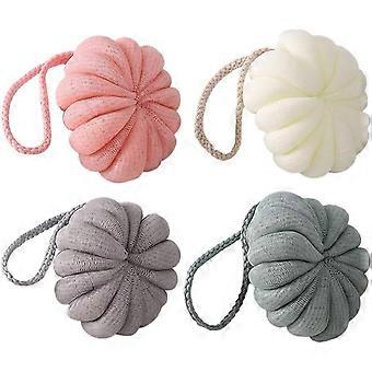 Lot de 4 éponges de douche luffa en forme de citrouille, en maille douce et exfoliante, avec cordon de suspension pour le nettoyage du corps, 10 cm.