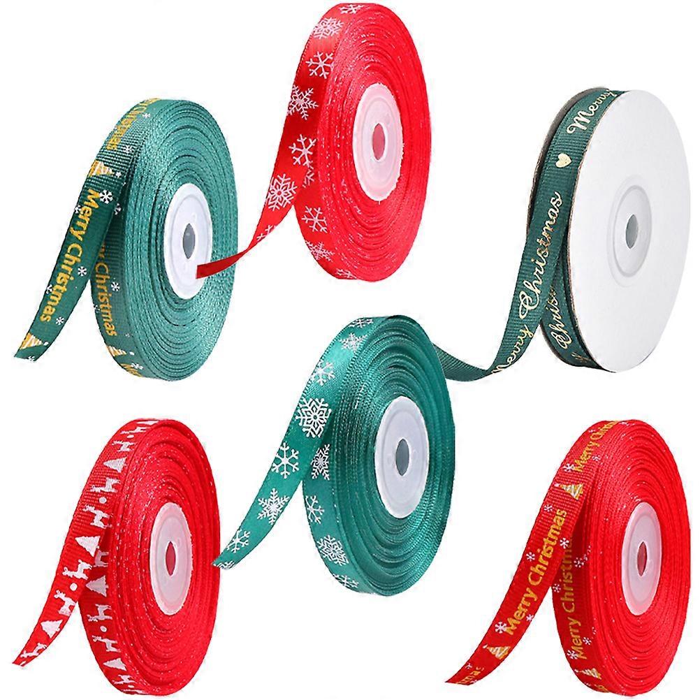 6Pcs Christmas Gift Ribbons for Decoration Use Polyester Material