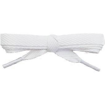 1 par de cadarços planos e largos de 3/8" (9,5 mm), cadarços de algodão para tênis, brancos.