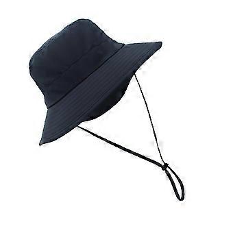 Sombrero de pesca transpirable para actividades al aire libre, protección solar, ala ancha, azul oscuro, 1 unidad.