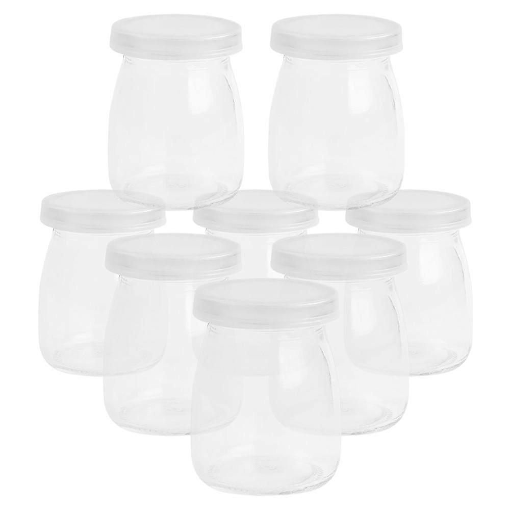 8Pcs Transparent Glass Pudding Jars with Lids for Kitchen Use