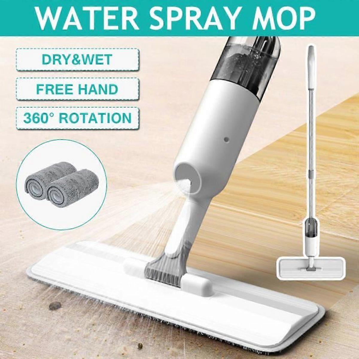 Floor Mop with Sprayer + 2 Microfiber Pads, 360 Rotating