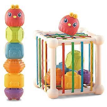 WOOPIE BABY Flexibel sensorisk kub med sorteringsfigurer + skallra 7 delar