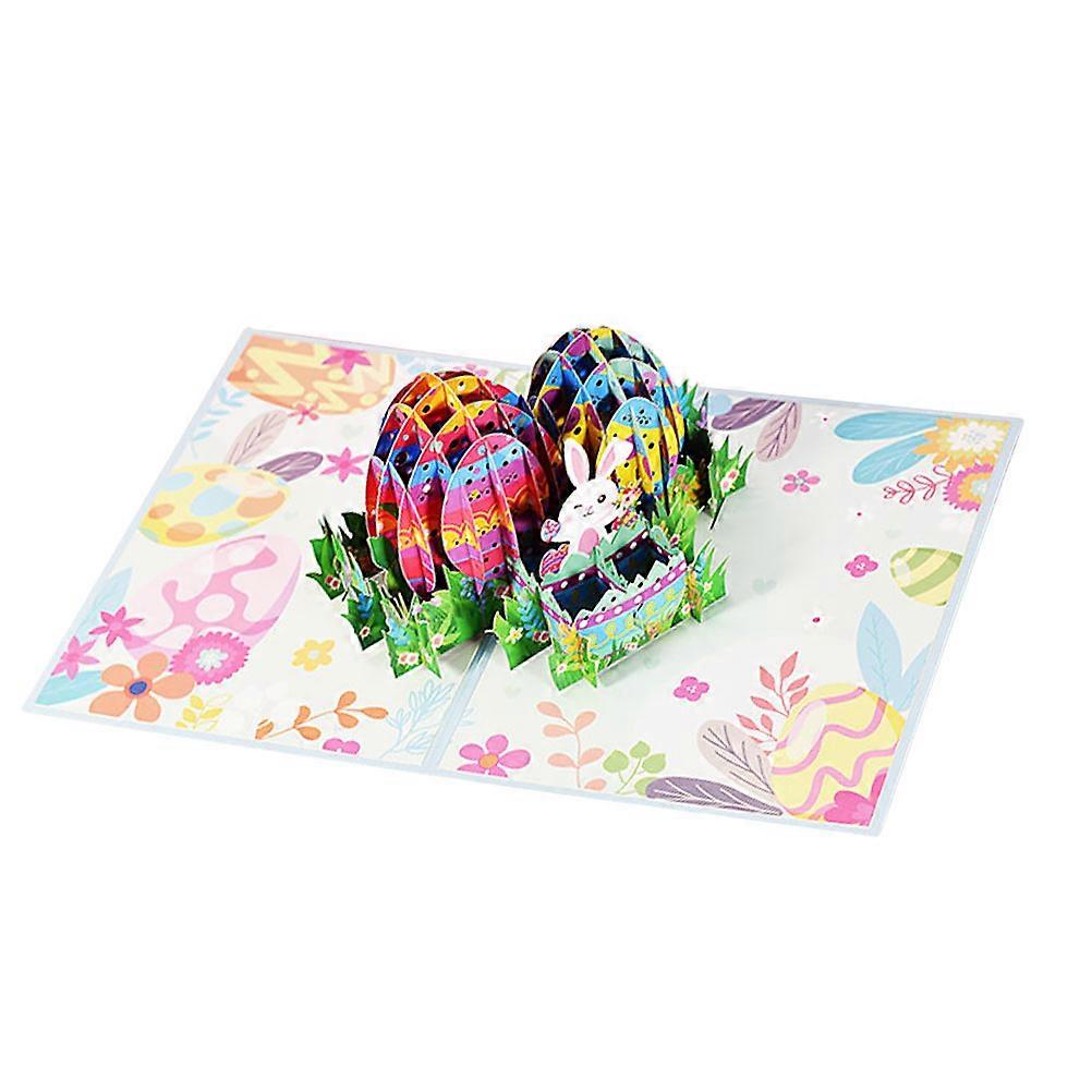 1Set Easter Themed Greeting Card 3D Easter Blessing Card Easter Egg Bunny Greeting Card