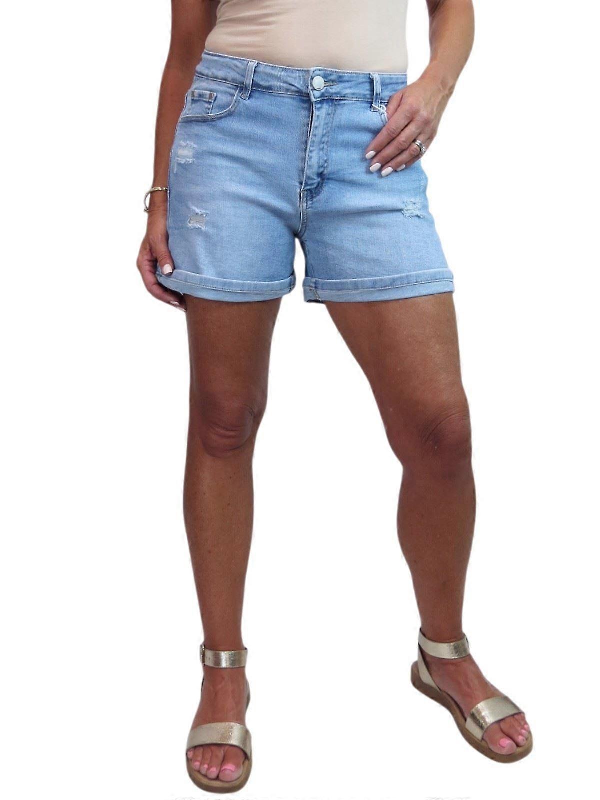 Distressed Stretch Denim Shorts